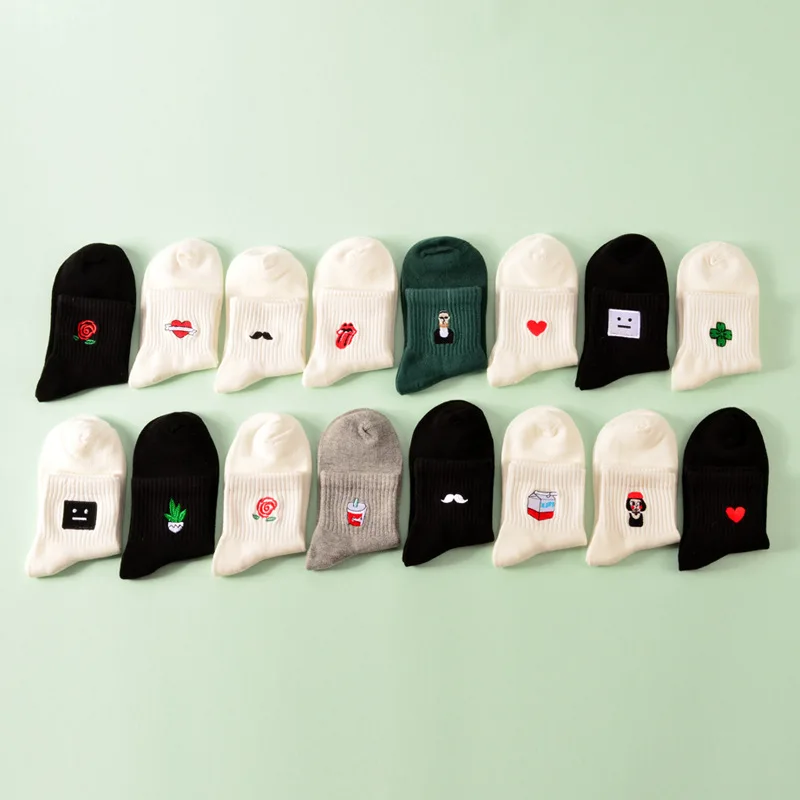 Женские носки молочная коробка борода розовое сердце радио вышивка хлопок