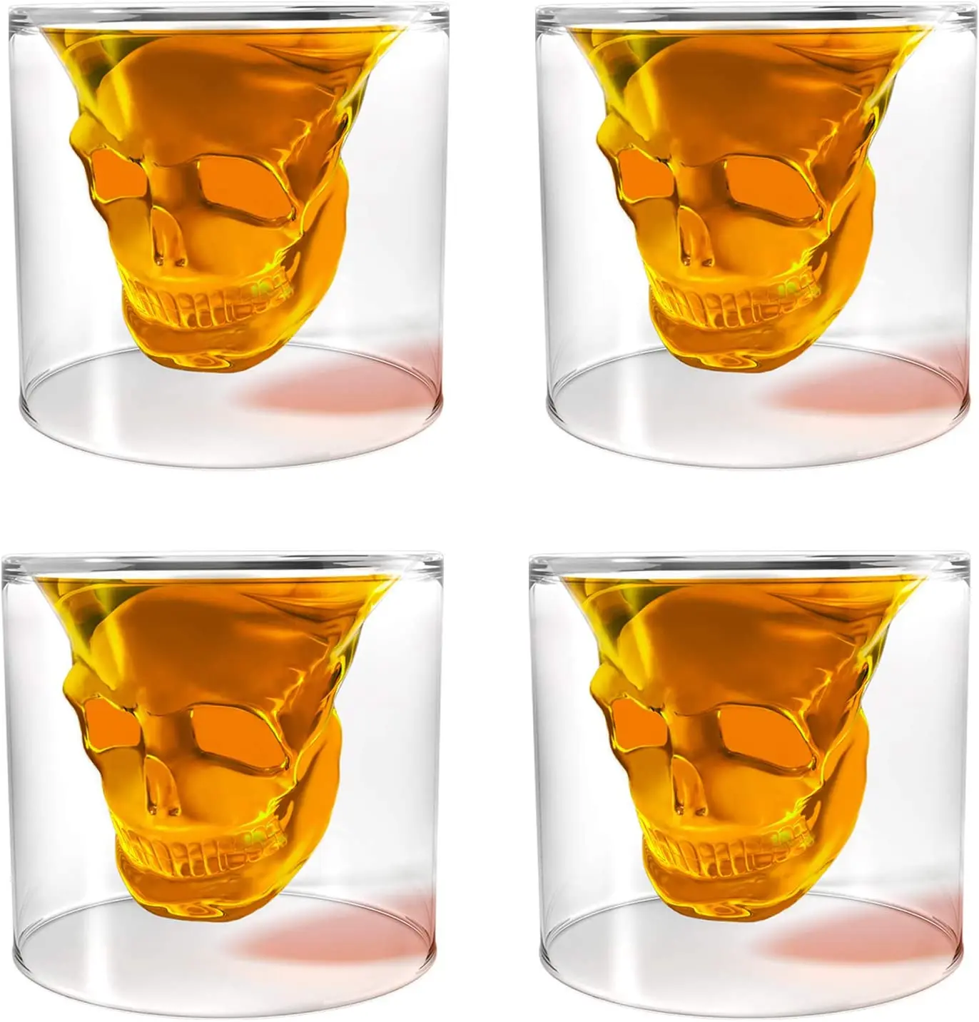 Двухслойная прозрачная Хрустальная чаша для чая с черепом 3 размера виски вина