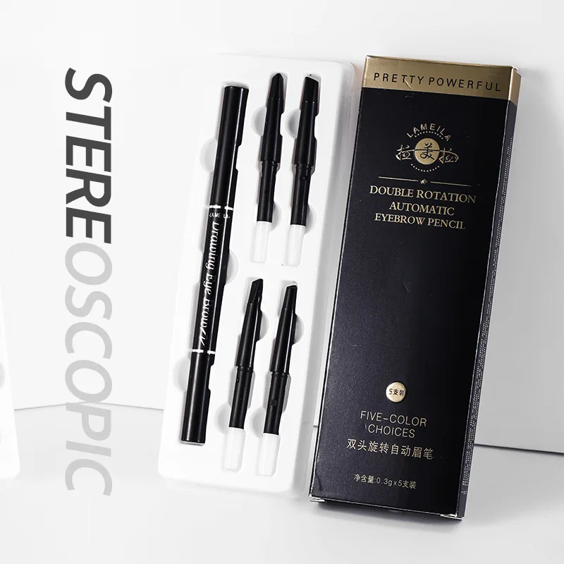 

Двойная головка сменный супер тонкий карандаш для бровей натуральный черный коричневый долговечный водостойкий вращающийся карандаш для ...