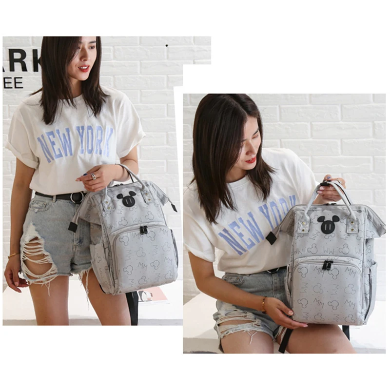 

Disney Mummy Bag Large Capacity Baby Organizer Travel Baby Care Bag Mickey USB Mommy Maternity Diaper Bags