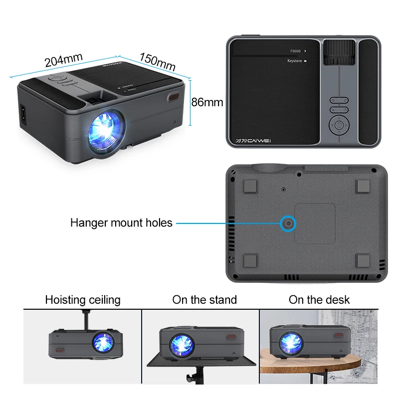 CAIWEI Smart WiFi Bluetooth Android портативный маленький мини-проектор с поддержкой HD видео домашний кинотеатр Heimkino HDMI VGA проектор