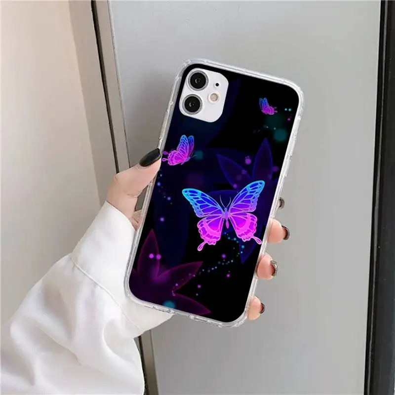 

Color butterfly bling Phone Case Transparent soft For iphone 5 5s 5c se 6 6s 7 8 11 12 plus mini x xs xr pro max