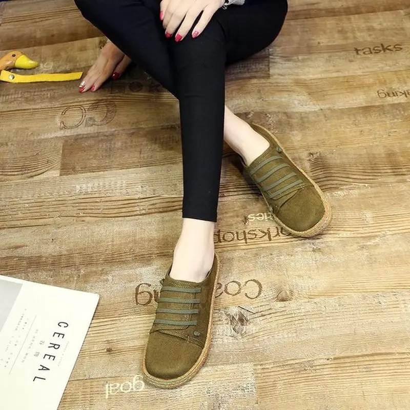 

Korean Flat Sole Shoe Female Leisure One Word Pedal Thick-soled Bean Shoes Feet Comfortable Lazy Shoes 2021 Newbh5