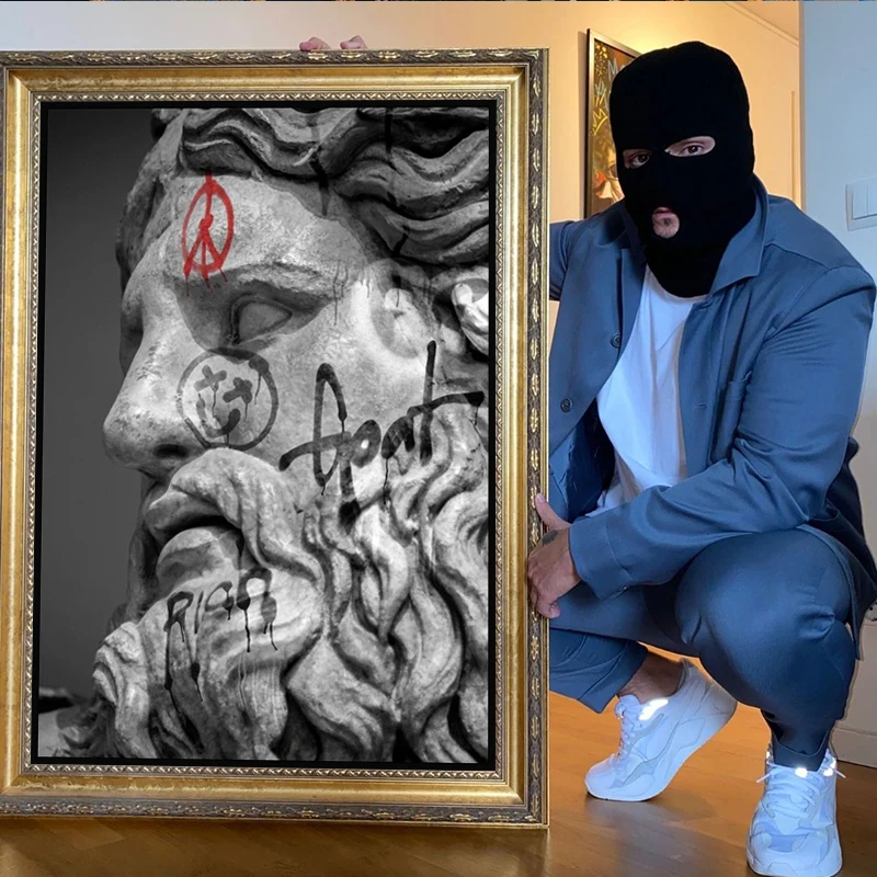 Семейный плакат Бонни и Клайд в маске баскетбольная мечта граффити холст