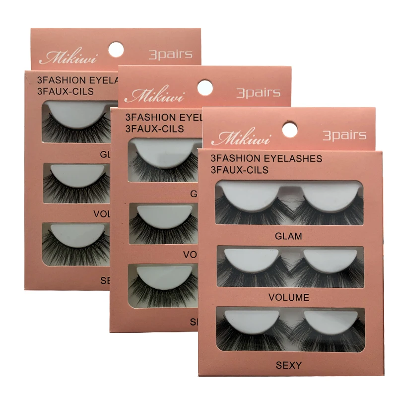 

Tongwin 3pairs/lot False Eyelashes Faux Mink Fur Eye Lashes Natural Soft Fake Mink Eyelash Makeup Tools