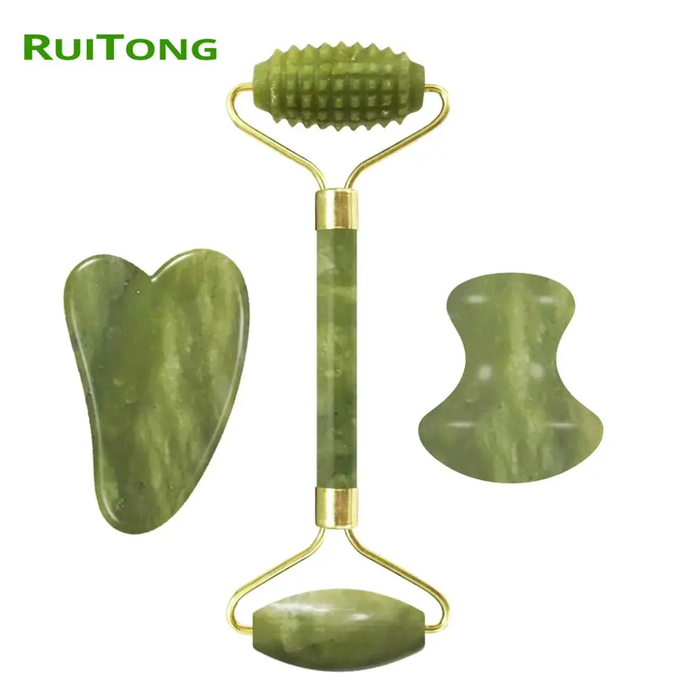 Массажный ролик из натурального нефрита для лифтинга лица скребок гуаши