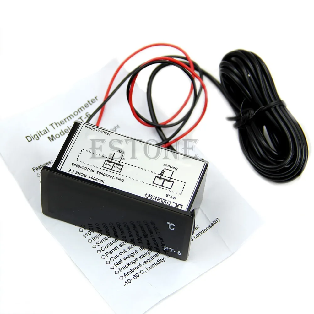 Автомобильный цифровой термометр светодиодный измеритель температуры зонд 40 ~ 110