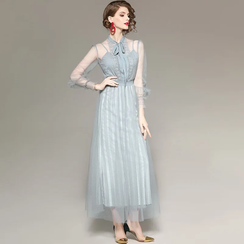 2020 весеннее летнее платье для женщин Сетчатое длинное макси элегантные вечерние