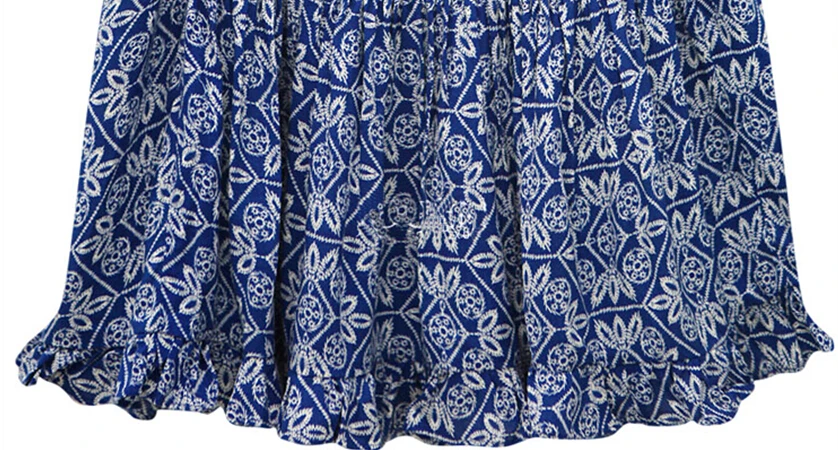 

Printed V-Neck Short Sleeved Blue Spring Summer Clothes Dress For Women'S Vetement Femme 2021 Sukienka Sundress Vintage Casual