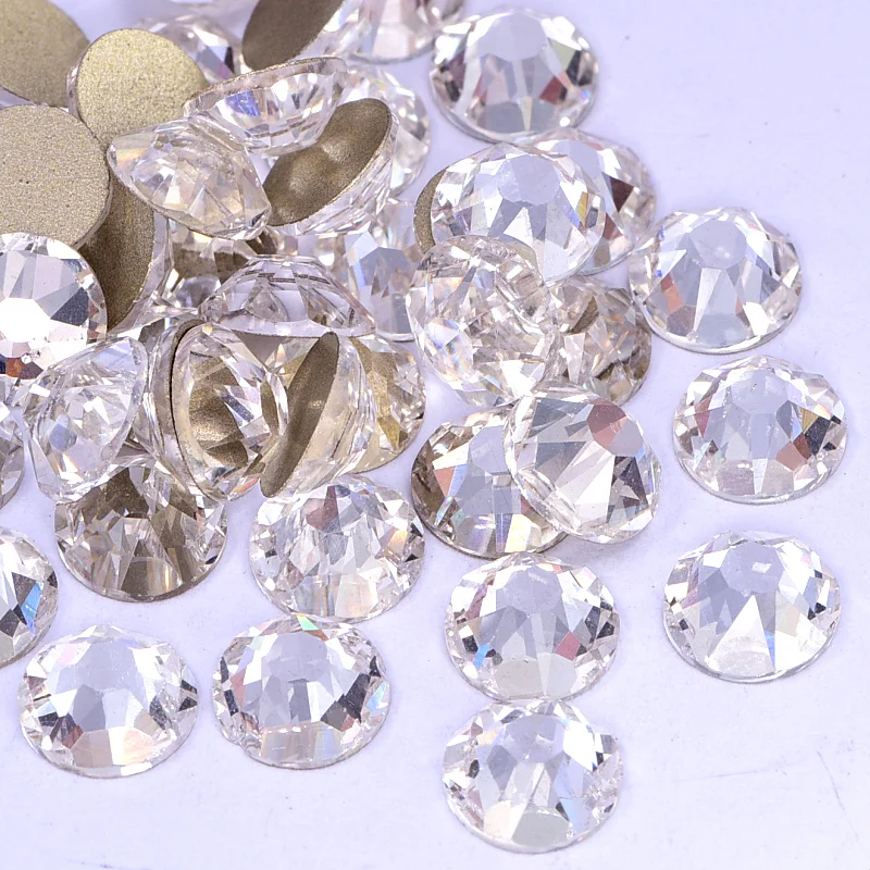 5A 8 Big+ 8 Small Cut Facets Стразы для ногтей, стекло, кристалл AB/прозрачные стразы с плоской задней поверхностью, не Горячие Стразы, украшение, кристалл Y3552