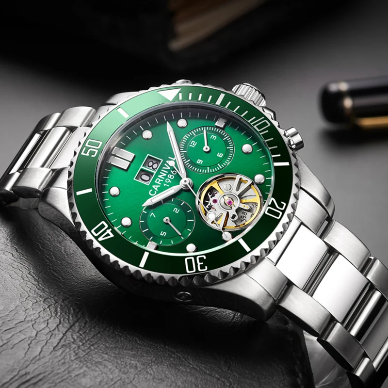 Часы Carnival Tourbillon Мужские автоматические механические водонепроницаемые