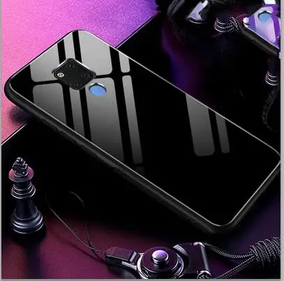 Черный Чехол из закаленного стекла для huawei mate 20X20 x градиентный цвет задняя крышка для huawei mate 20X Мягкие силиконовые чехлы для телефонов mate 20X - Цвет: Черный
