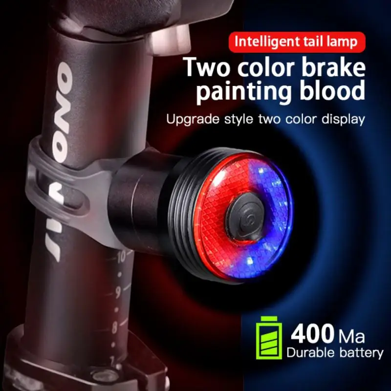 

Bike Lights New Bicycle Taillights Red And Blue Bicolor Brake Sensing Safety Warning Light IPX6 Waterproof