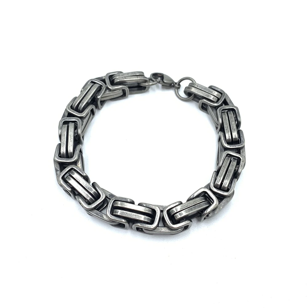 Высокое качество браслет из нержавеющей стали античное серебро Цвет