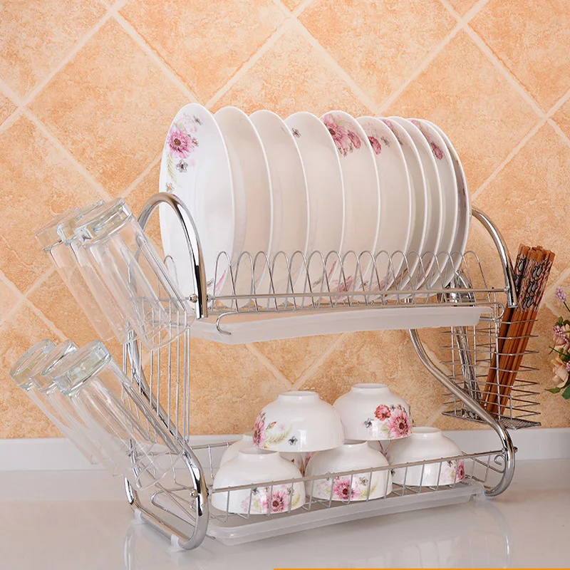 2 яруса Кухня стиральная держатель для хранения полки раковины сушилка посуды