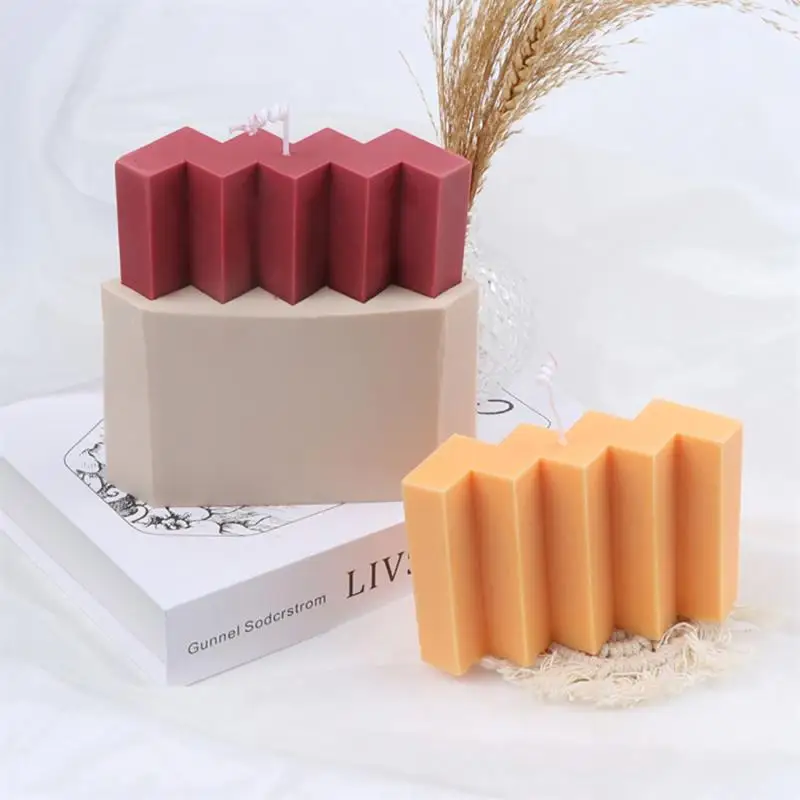 

Three-dimensional W Wave Shape Non-Stick DIY Geometry Aromatherapy Gypsum Liquid Silicone Candle Fondant Mold Making Cinnabar