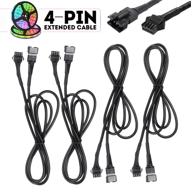 

4/8Pcs 120CM Fan Extention Cables PWM 4P Adapter Cable Computer Case Mainboard 4 PIN Power Cables & Connectors for RGB LED strip