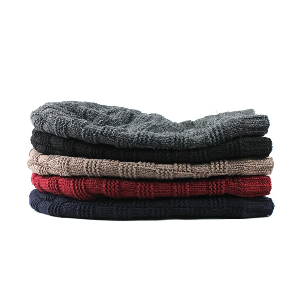 Knitted Text label balck Hip-Hop Men Beanie Winter Trendy Warm Oversized Chunky Baggy Stretchy Slouchy Skully hat touca #Y |