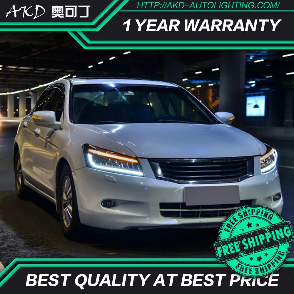 AKD тюнинг Автомобильные фары для Honda Accord G8 2008 2013 полностью светодиодный ные DRL