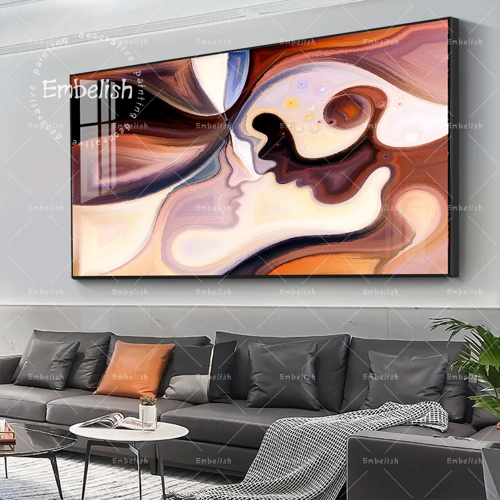 

Embelish Free Shipping Abstract Two Lovers Modern Wall Pictures For Living Room HD Print Home Decor Canvas Painting Framed