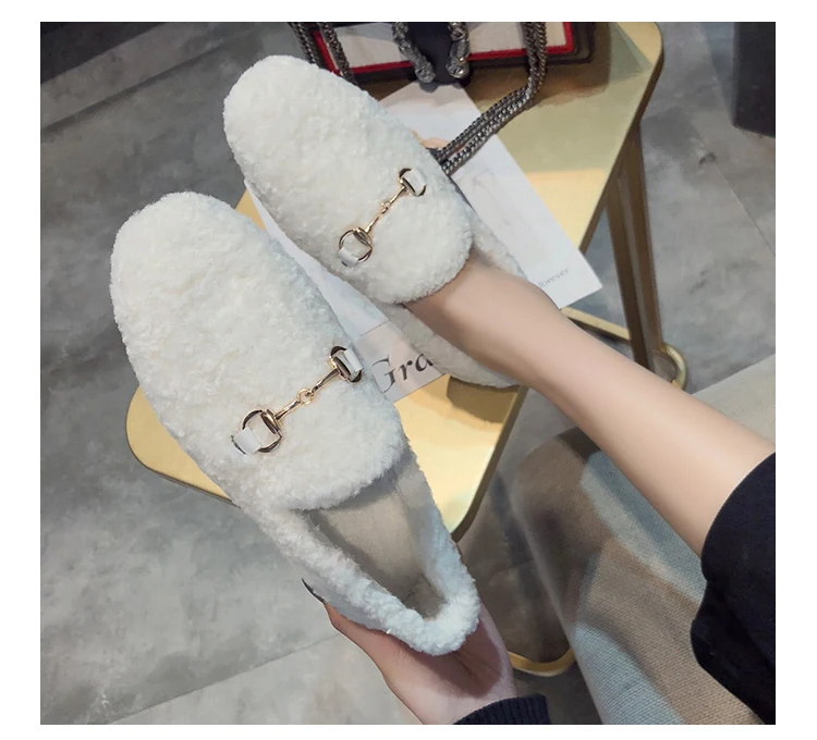 Chaussures femme; женская плюшевая обувь; женские лоферы без шнуровки; женская теплая обувь на плоской подошве; Zapatos De Mujer Buty Damskie; сезон зима