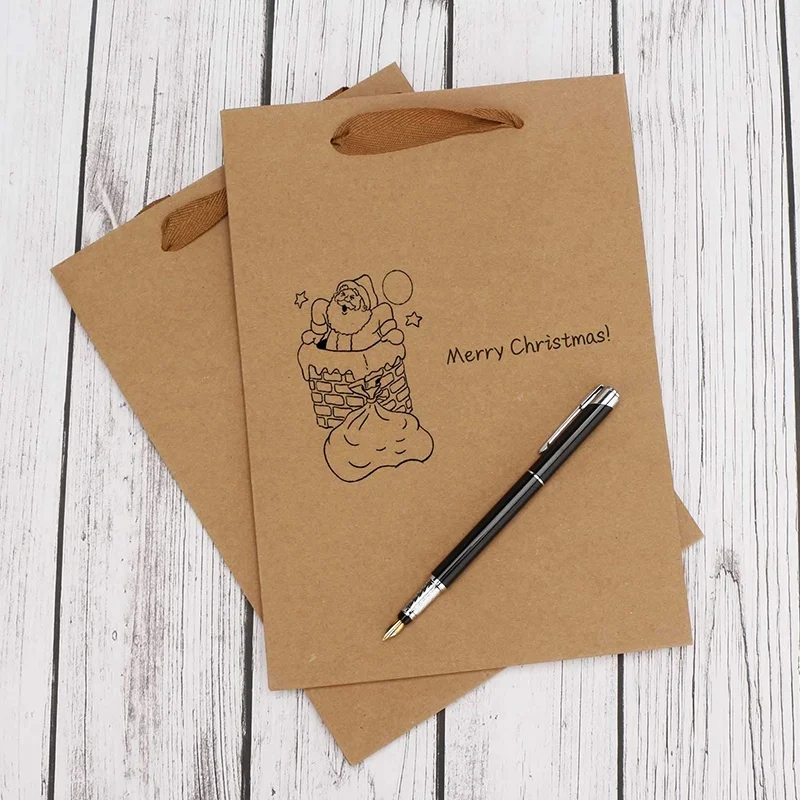 25 шт. Подарочный пакет из крафт бумаги коричневый подарочный с расширенной