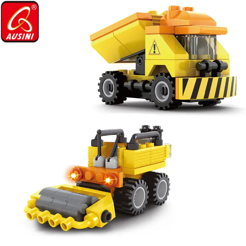 Truck - Road Roller AUSINI город конструктор строительные блоки автомобиль дорожный каток автомобиль кирпичи Мальчик Модель игрушки для детей самосвал мальчиков Игрушки - Цвет: Truck - Road Roller