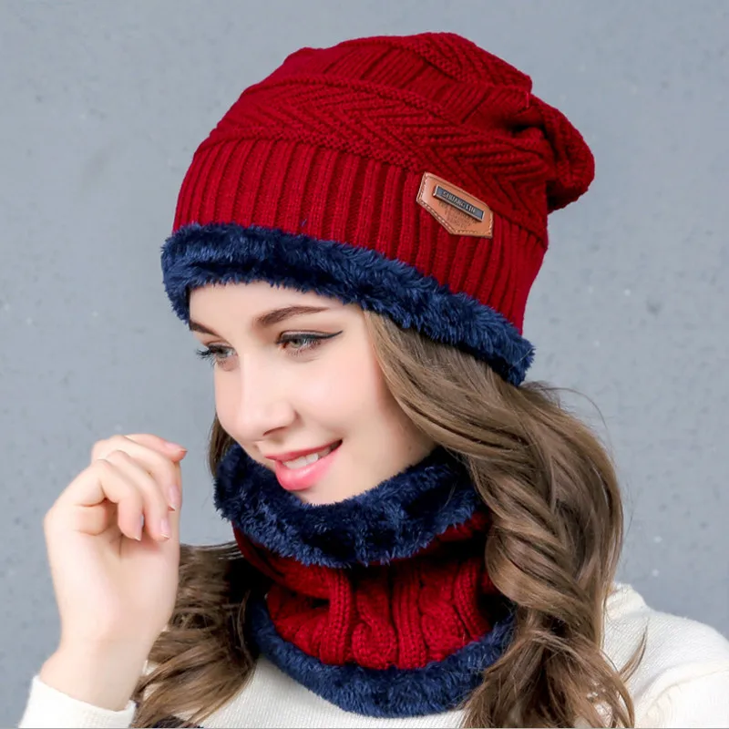 

Hot Balaclava Knitted hat scarf cap neck warmer Winter Hats For Men women skullies beanies super warm Fleece mask dad cap