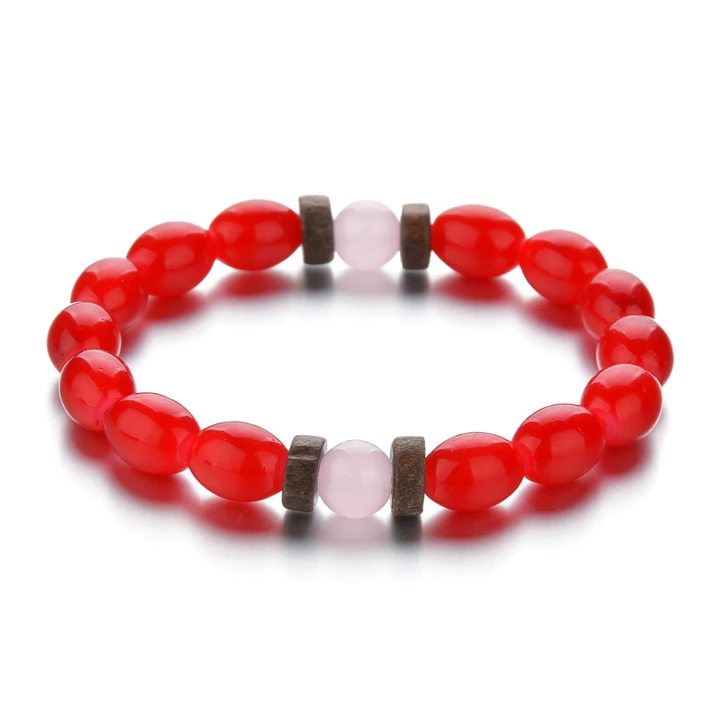 Красочные браслеты с бусинами из натурального камня для женщин розовый