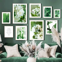 green plant monstera agave aloe white flowers wall art print canvas painting nordic poster wall pictures for living room decor