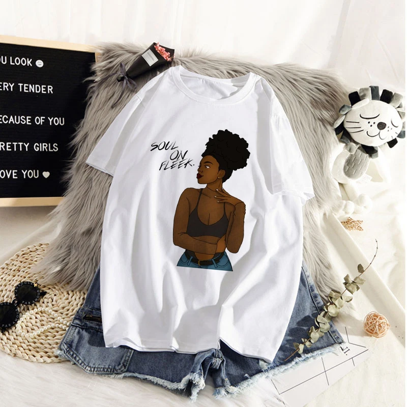 

Black Girl Print Vogue T shirt Women Fashion Tshirt Harajuku Tops Tee Cute Short Sleeve Animal Tshirt Female Tshirts