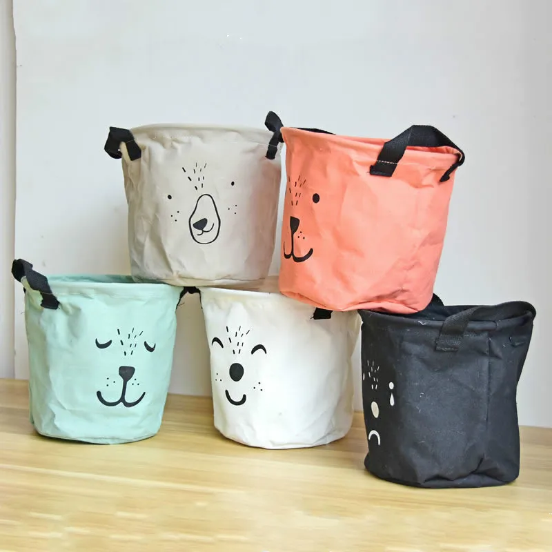 

1pc Cute Animal Expression Desktop Clutter Storage Basket 20x20cm Fabric Storage Basket Household Storage Bag Organizer
