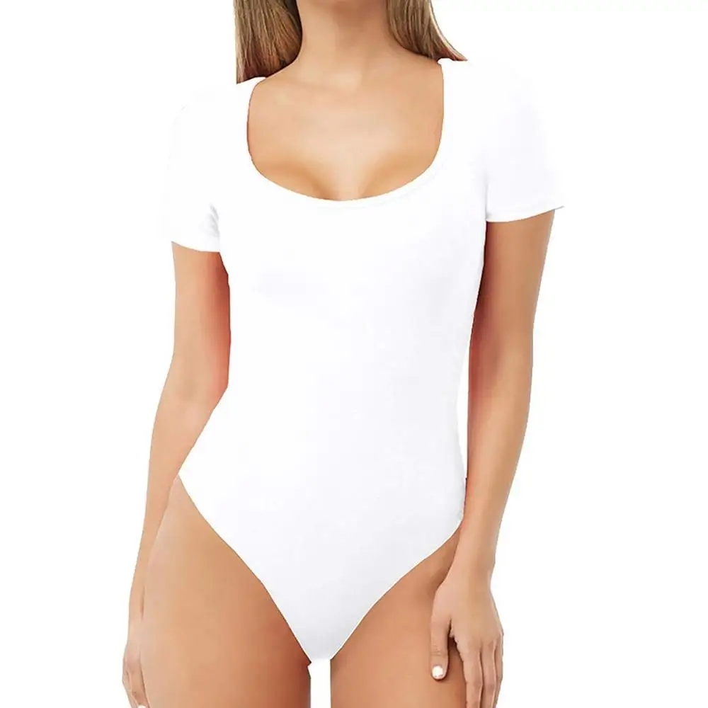 Women's Short Sleeve Casual Jumpsuit Tops Summer Comfort Scoop Neck Shirts Basic Bodysuits New Female Clothing 2019 | Женская одежда