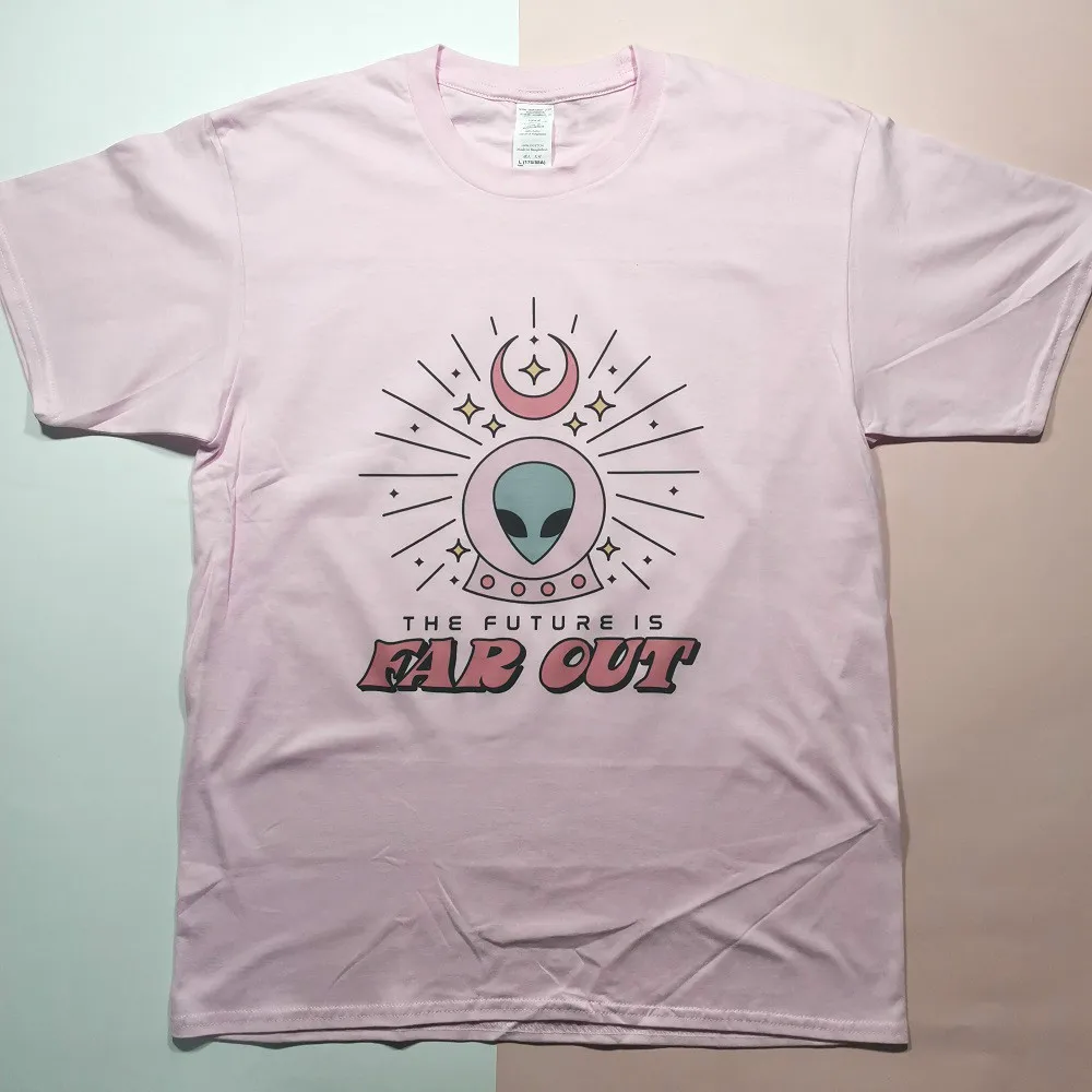 2020 Женская Винтажная Футболка с принтом топы коротким рукавом инопланетянином