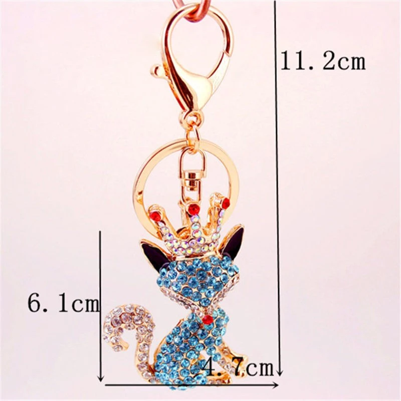 Новая мода Корона лиса брелок для женщин Сумка Подвески Полный Стразы с