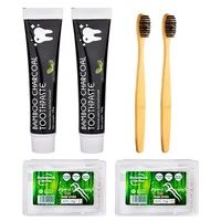 teeth whitening natural activated bamboo charcoal toothpaste kit disposable nylon dental floss with toothbrush for oral hygiene