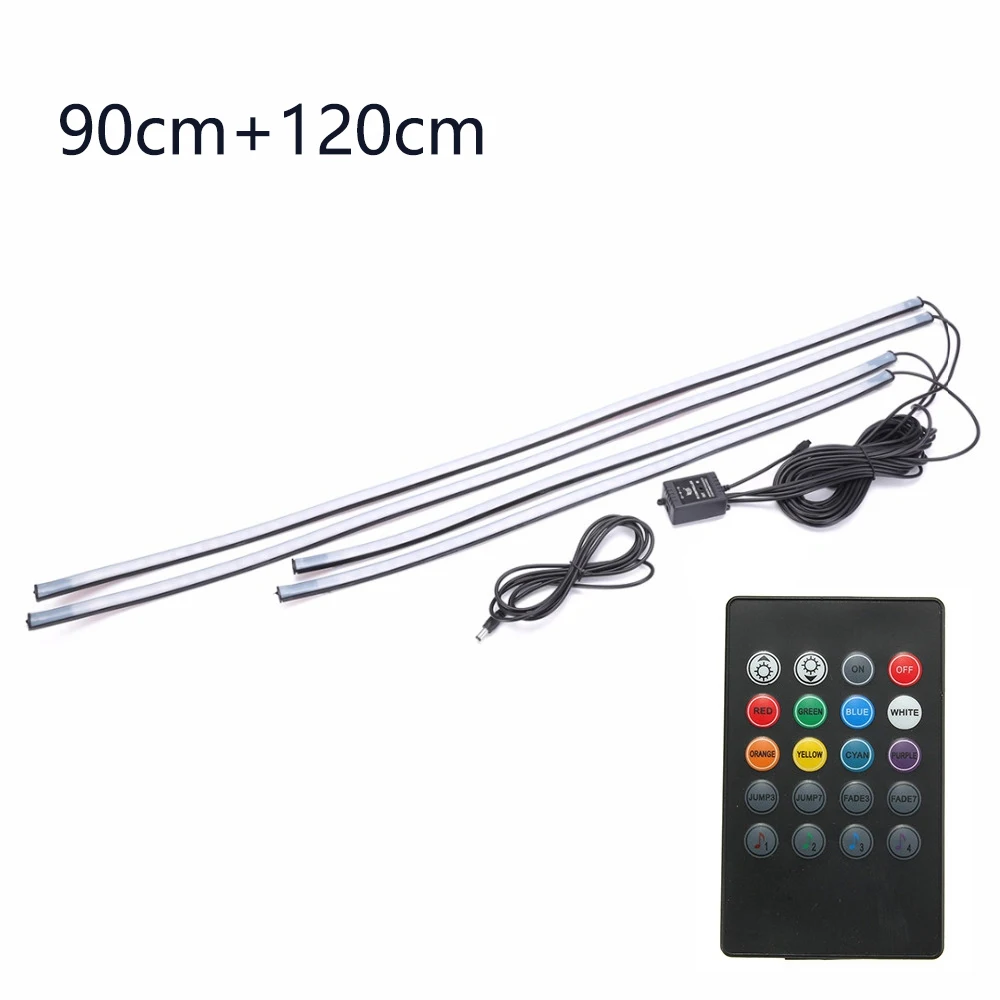 90X2-120X2 Niscarda 4x DC12V IP65 RGB 5050 SMD музыкальный пульт дистанционного управления RGB Светодиодная лента под автомобильную трубу подсвечивающая днище Система неоновый светильник - Испускаемый цвет: 90X2-120X2