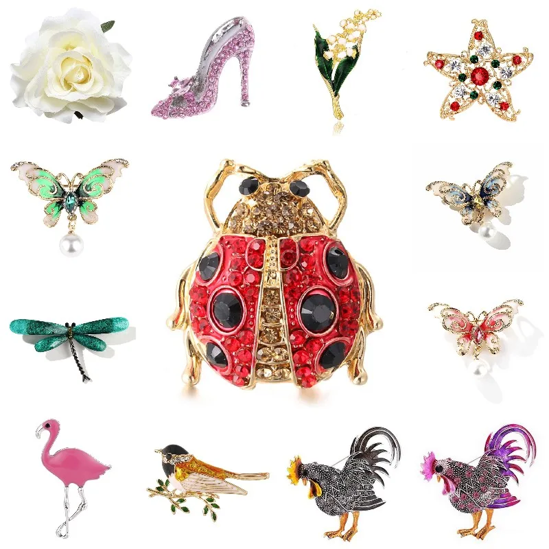

Брошь в виде насекомого, пчелы, цветов, кристаллов