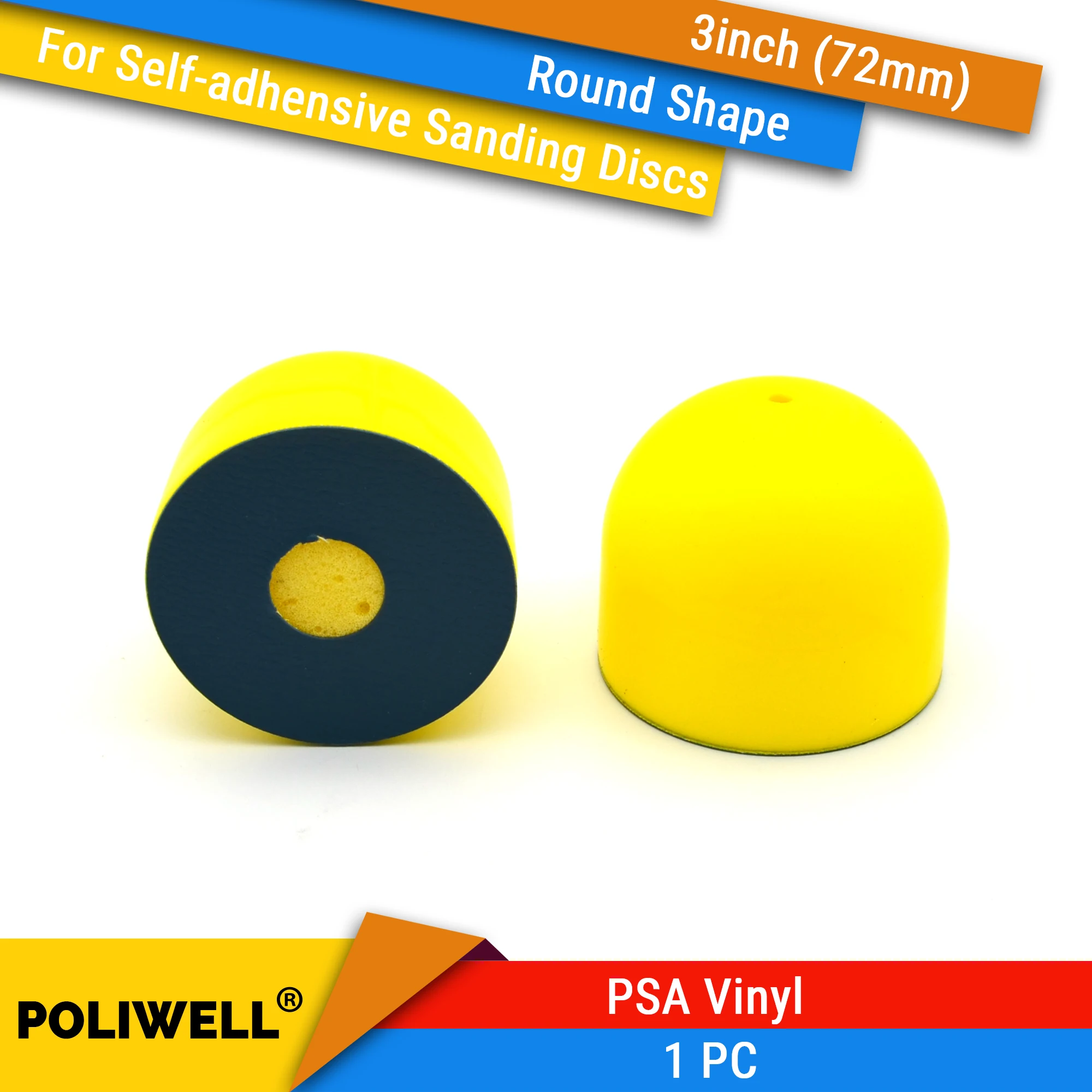 3 inch 72mm Hand PSA Vinyl Sanding Pad with Central Water Supply Sponge for Self-adhesive Sanding Discs