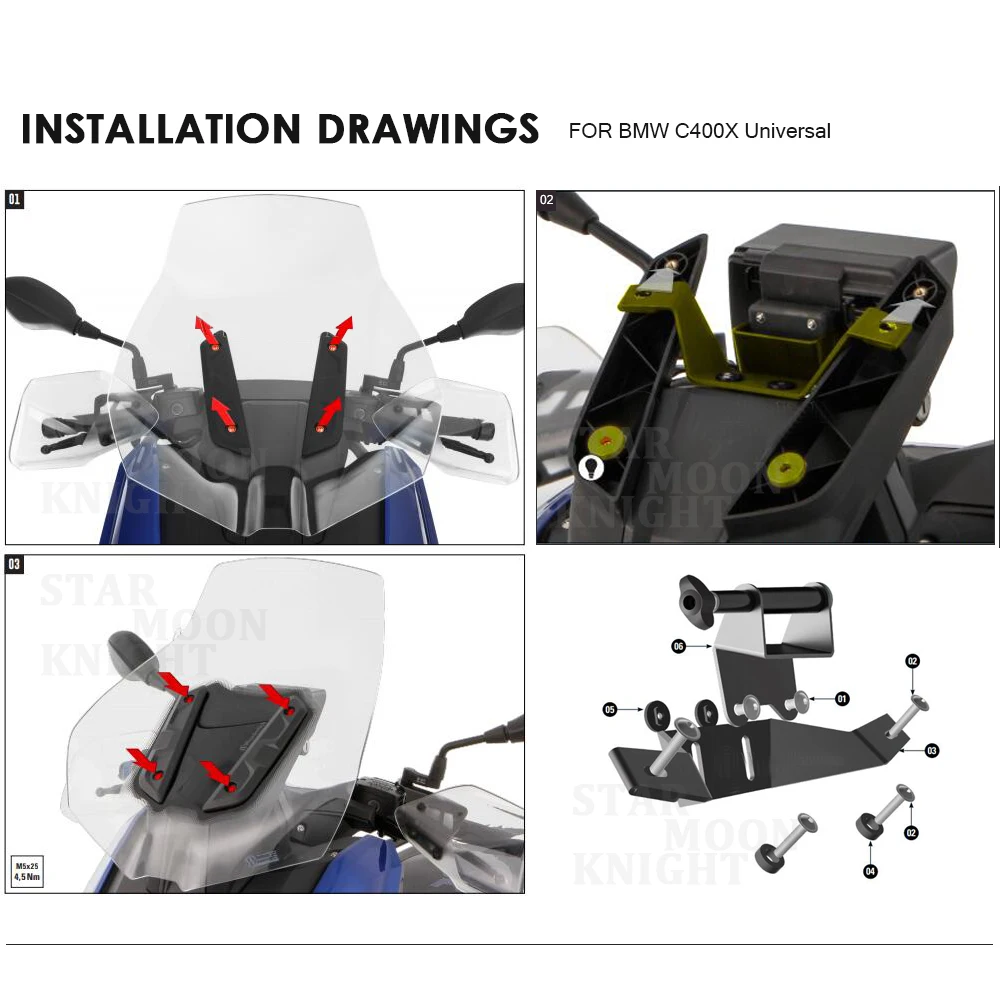 Мотоциклетный GPS смартфон C400X крепление для навигации монтажный кронштейн