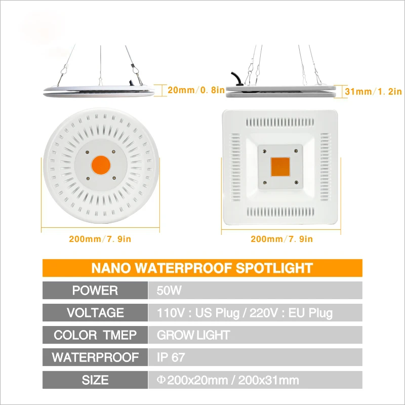 AC 220 В полный спектр завод светодиодный свет панели 50 Вт лампа для выращивания IP67