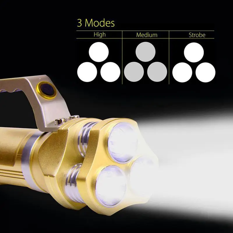 Водонепроницаемый перезаряжаемый светодиодный фонарик с прожектором 3T6 Gold |