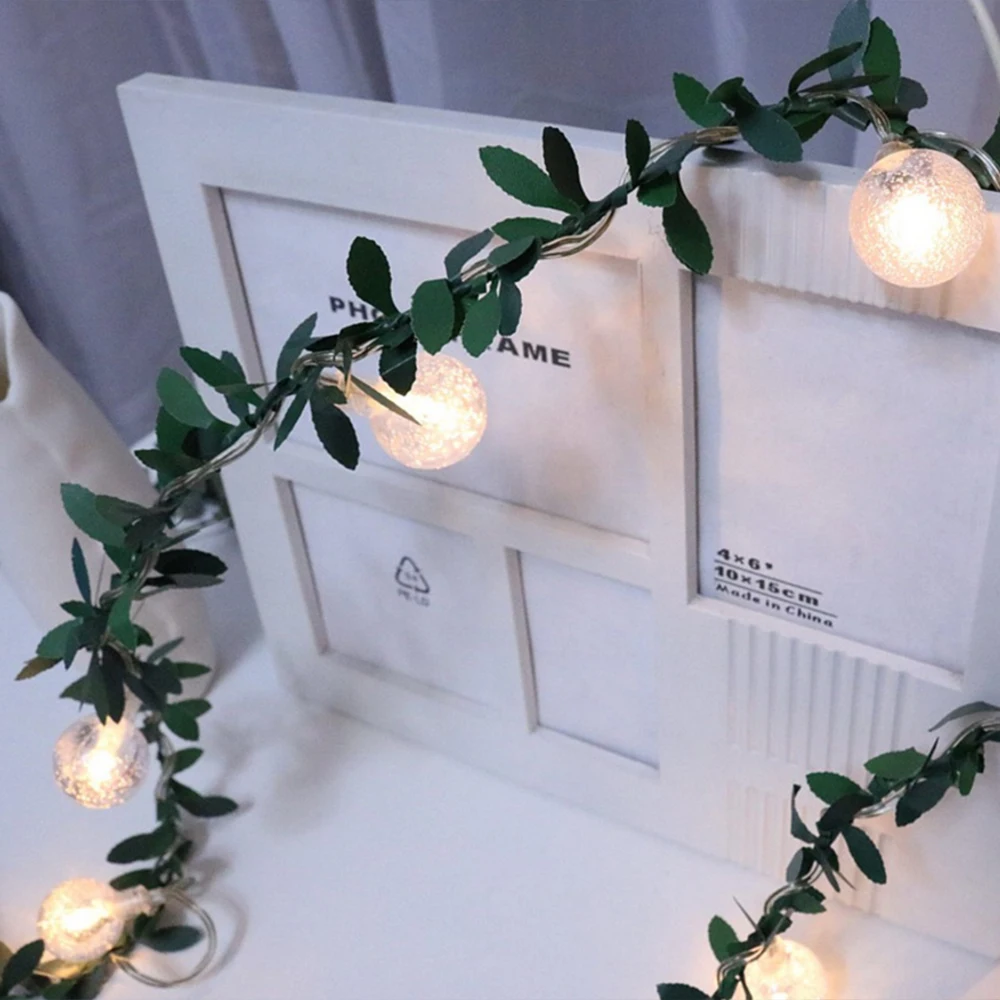 Зеленый лист лоза шариковая лампочка LED струнный светильник USB/Солнечный/на