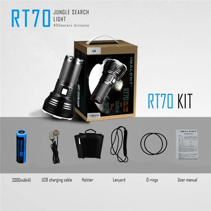 IMALENT RT70 комплект XHP70.2 5500LM 903 М ранг 8 режимов USB Магнитный зарядный светодиодный
