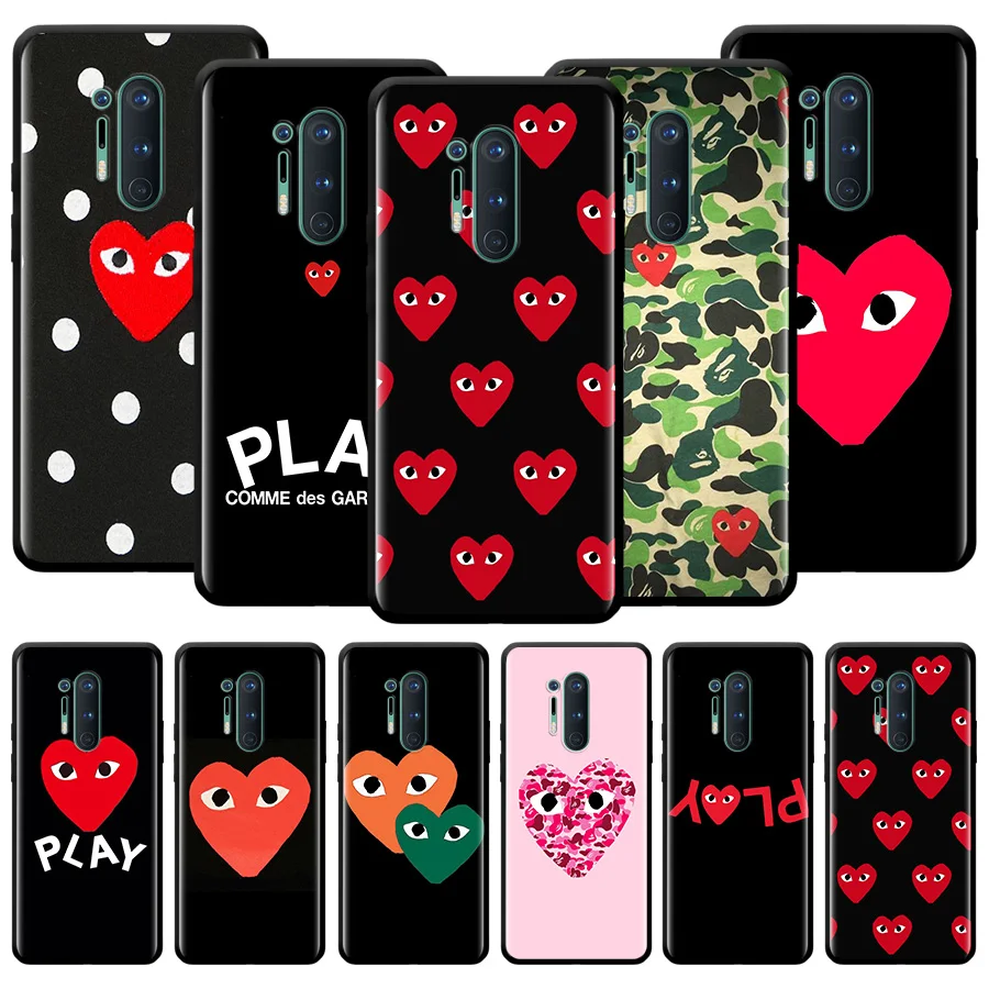 

Fashion Street Brand PLAY DeSign-CDG Phone Case For Oneplus Nord N100 N200 N10 7 8 9 7T 8T 9R 9RT CE 2 Z Pro 5G Silicone Cover