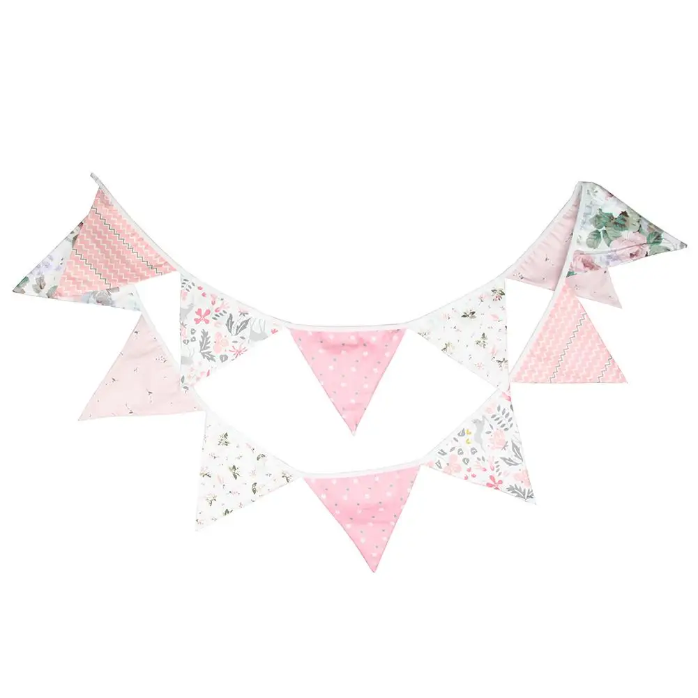 

12 Flags 3.2m Double-sided Printed Banner Cotton Fabric Bunting Pennant Flags for Background of Baby Photography 17x17x17cm