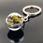 Брелок для ключей, подвеска с двумя боковыми стеклянными шариками, подвеска для автомобильной сумки, аниме аксессуары, милые брелоки для рюкзаков, брелок для ключей