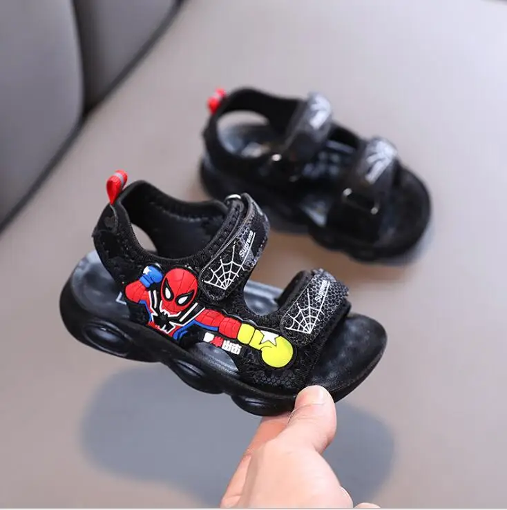 Сандалии Детские с мягкой подошвой босоножки Человек-паук летняя пляжная обувь