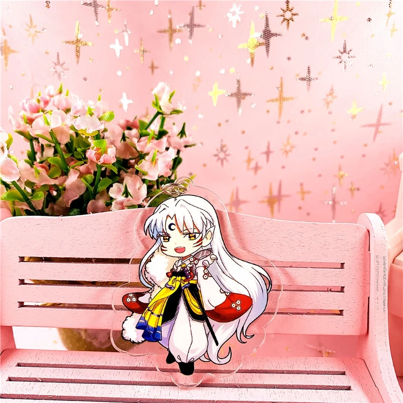 4pcs Anime Higurashi Kagome Cartoon Pendant Inuyasha Printed Acrylic Keychain Cosplay Prop Decor for Women Men Keyring Gift | Украшения и