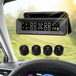with 4 external sensors solar power auto security alarm smart car digital tmps lcd display tire pressure monitoring system free global shipping